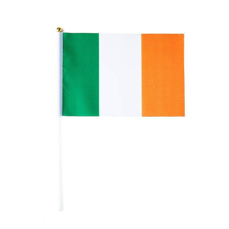 mflagperft Ireland Flag Irish Flag, Small Mini Handheld Ireland Flags on Stick, Ideal for Party Parades Sports Events Patriotic Festival Decorations - Image 2